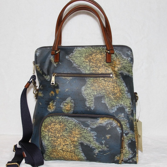 Patricia Nash Handbags - Patricia Nash Trapani Convertible Backpack Travel Bag Map print
